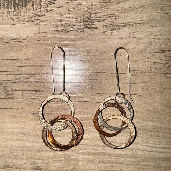 Mixed Metal Dangle Earrings - Picture 1 of 7